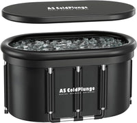 148Gal XXL Oval Ice Bath – Portable Inflatable Cold Plunge Tub with Lid & 2 Drain Valves